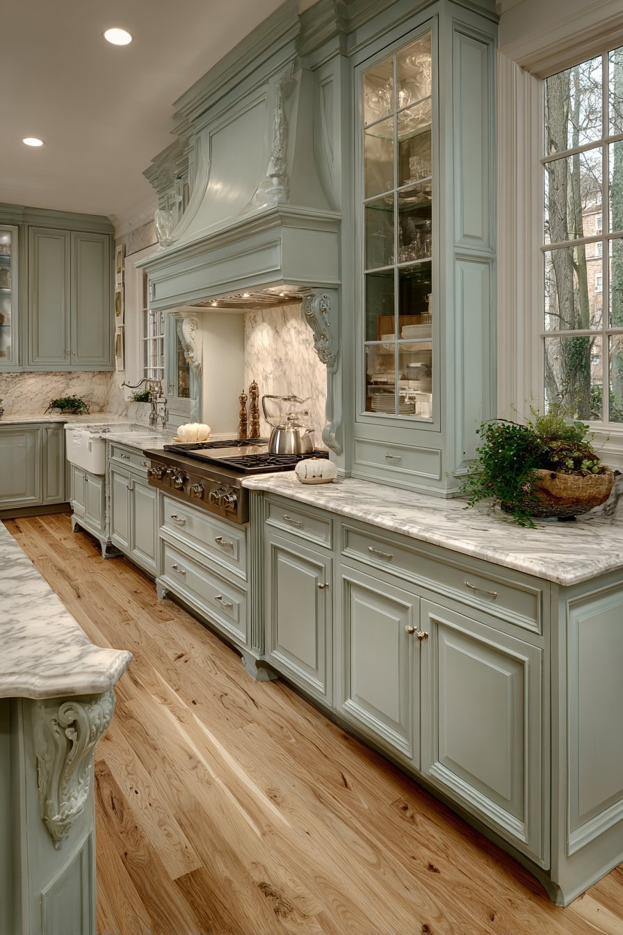 Elegant Seafoam Transitional Kitchen