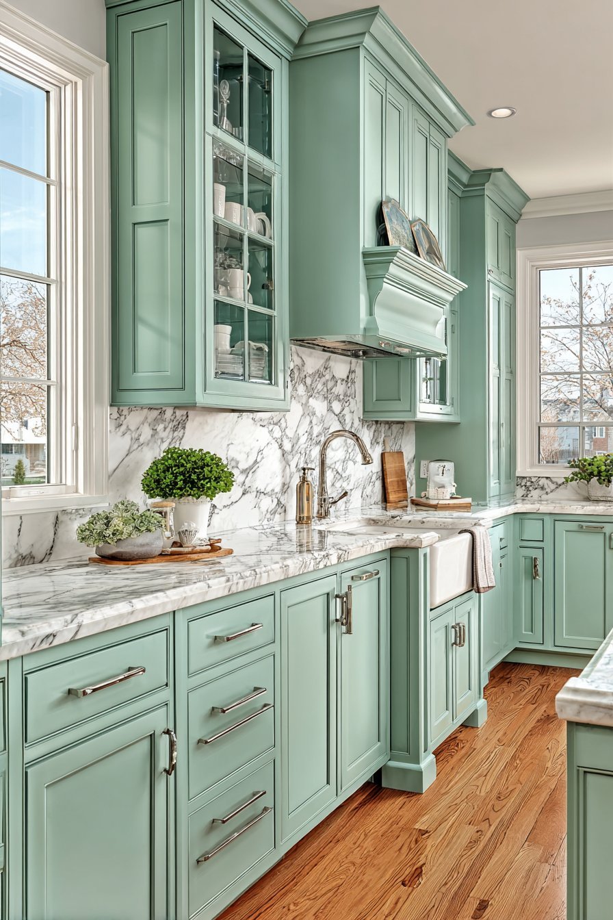 Elegant Seafoam Transitional Kitchen
