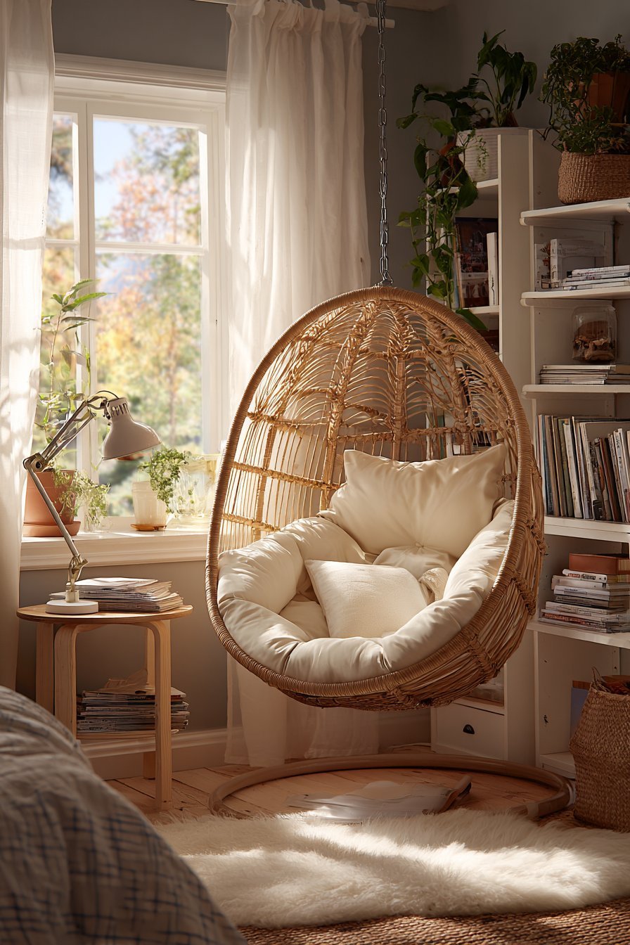 Hanging Egg Chair Reading Corner