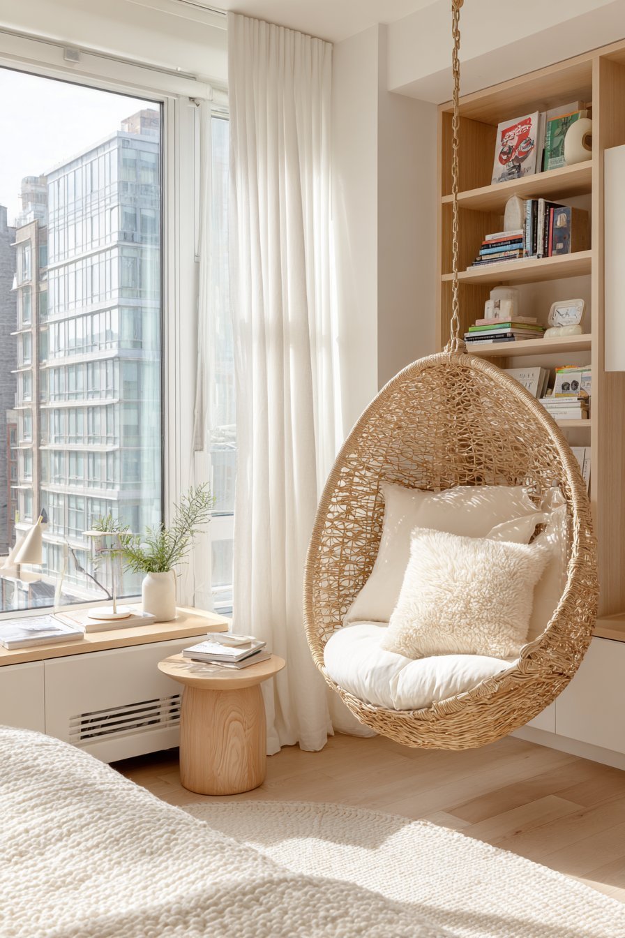 Hanging Egg Chair Reading Corner