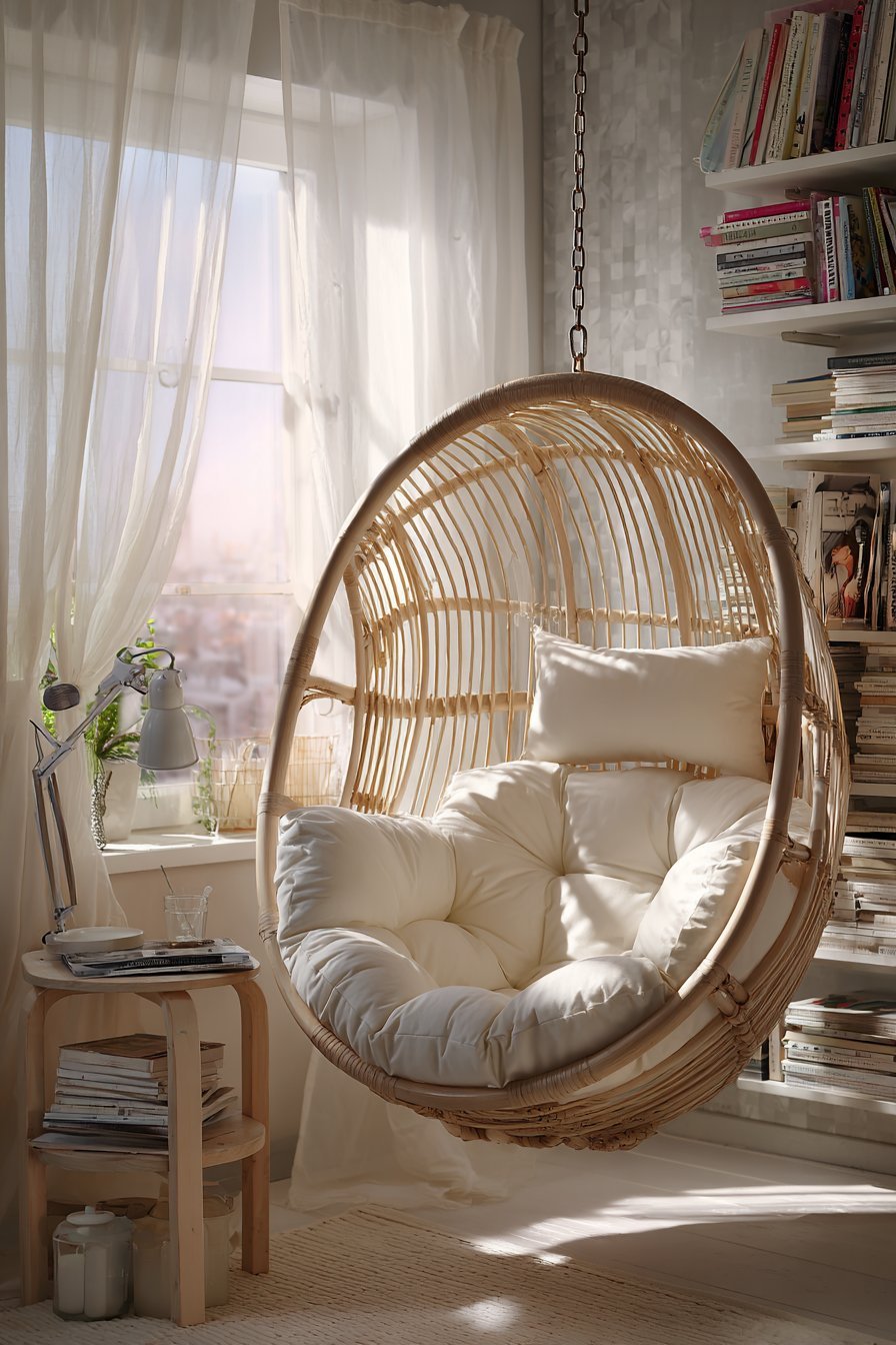 Hanging Egg Chair Reading Corner