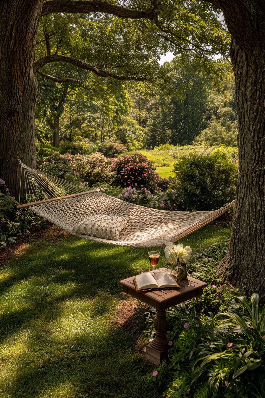 Cotton Hammock Between Mature Trees