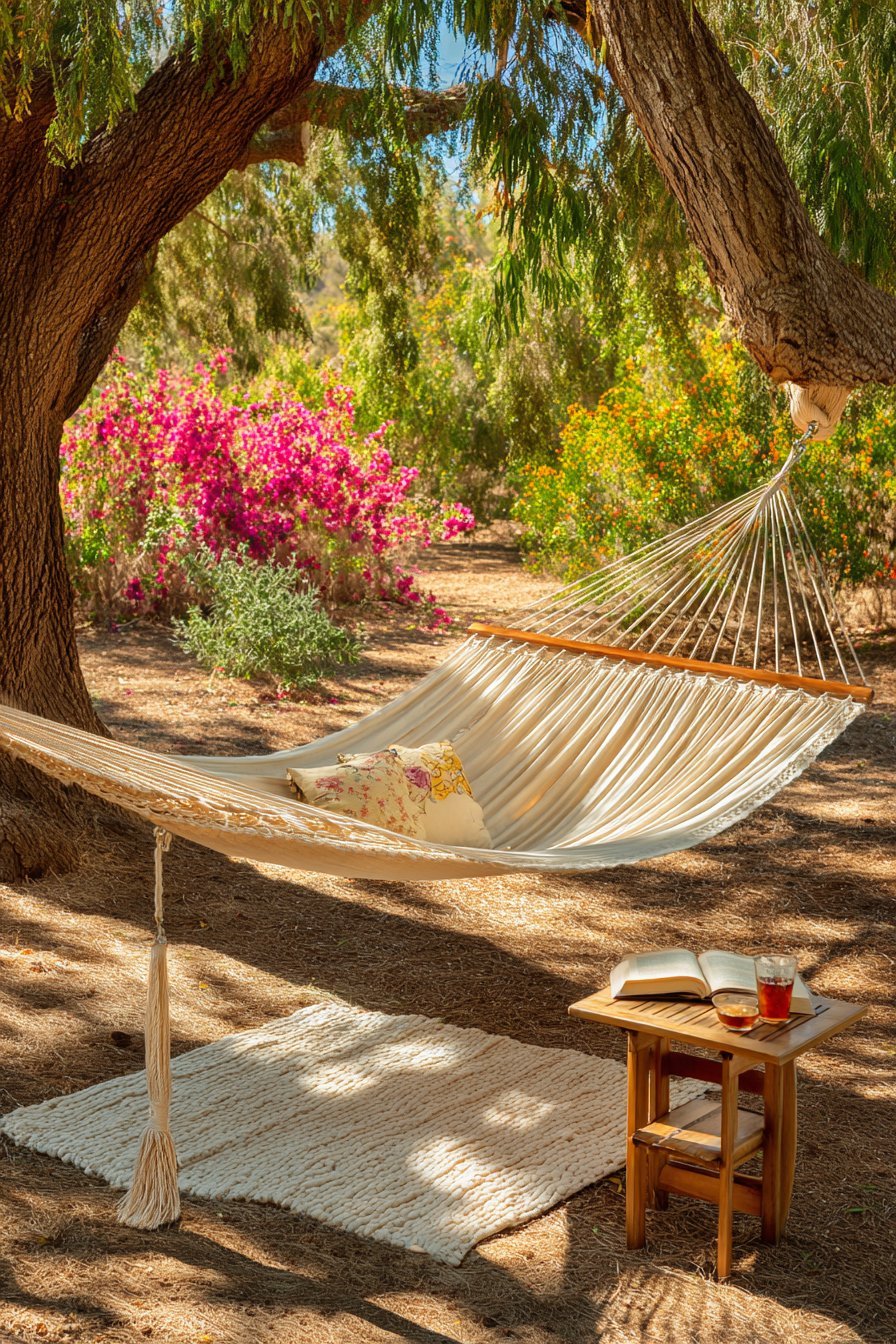 Cotton Hammock Between Mature Trees
