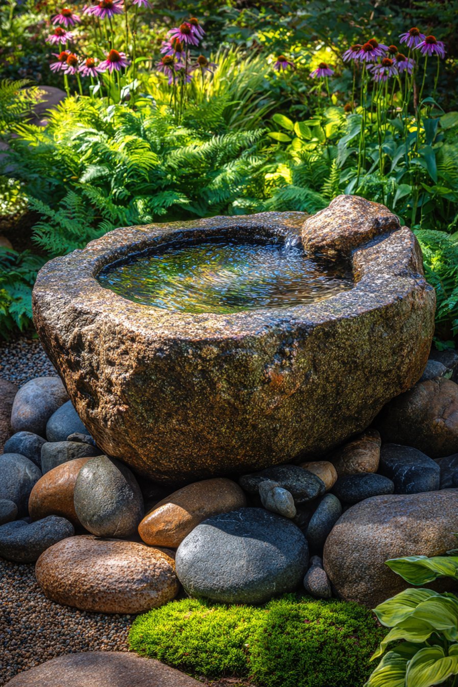 Natural Stone Fountain with River Rocks