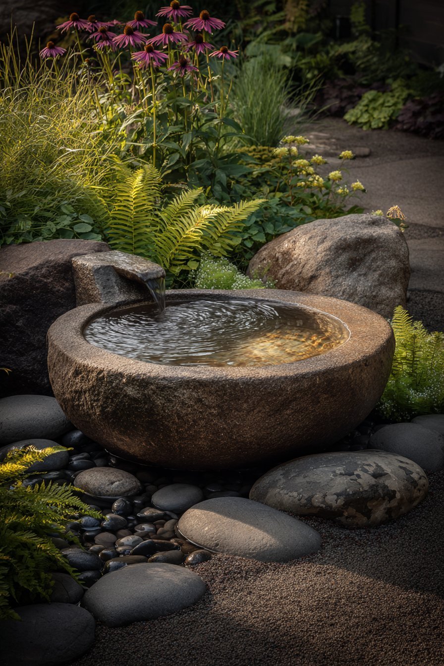 Natural Stone Fountain with River Rocks