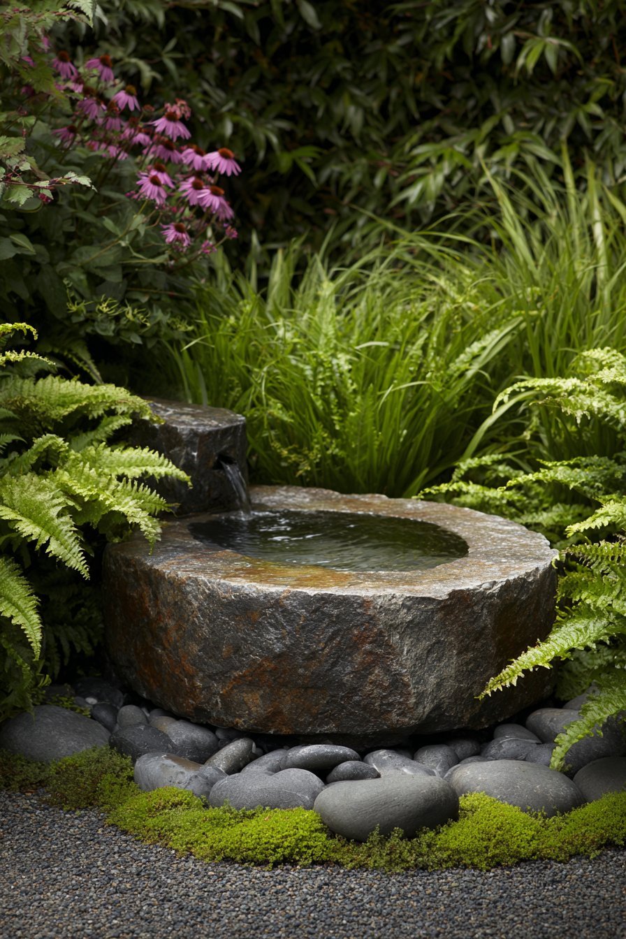Natural Stone Fountain with River Rocks