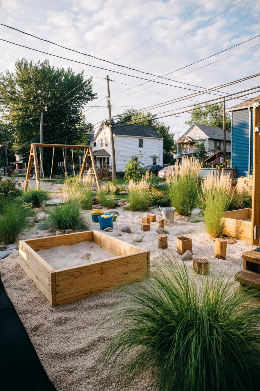 DIY Sandbox and Swing Set Play Area