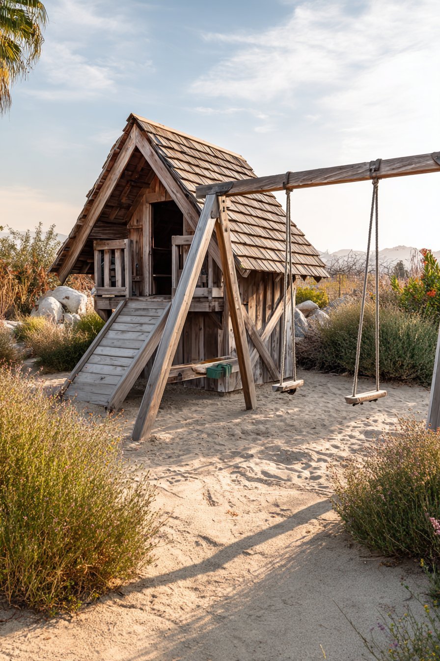 DIY Sandbox and Swing Set Play Area