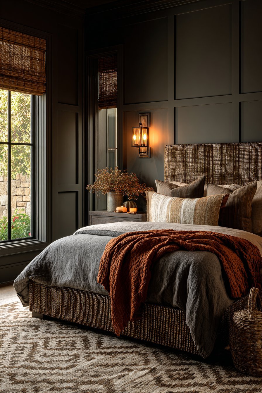 Forest Green with Rattan Headboard