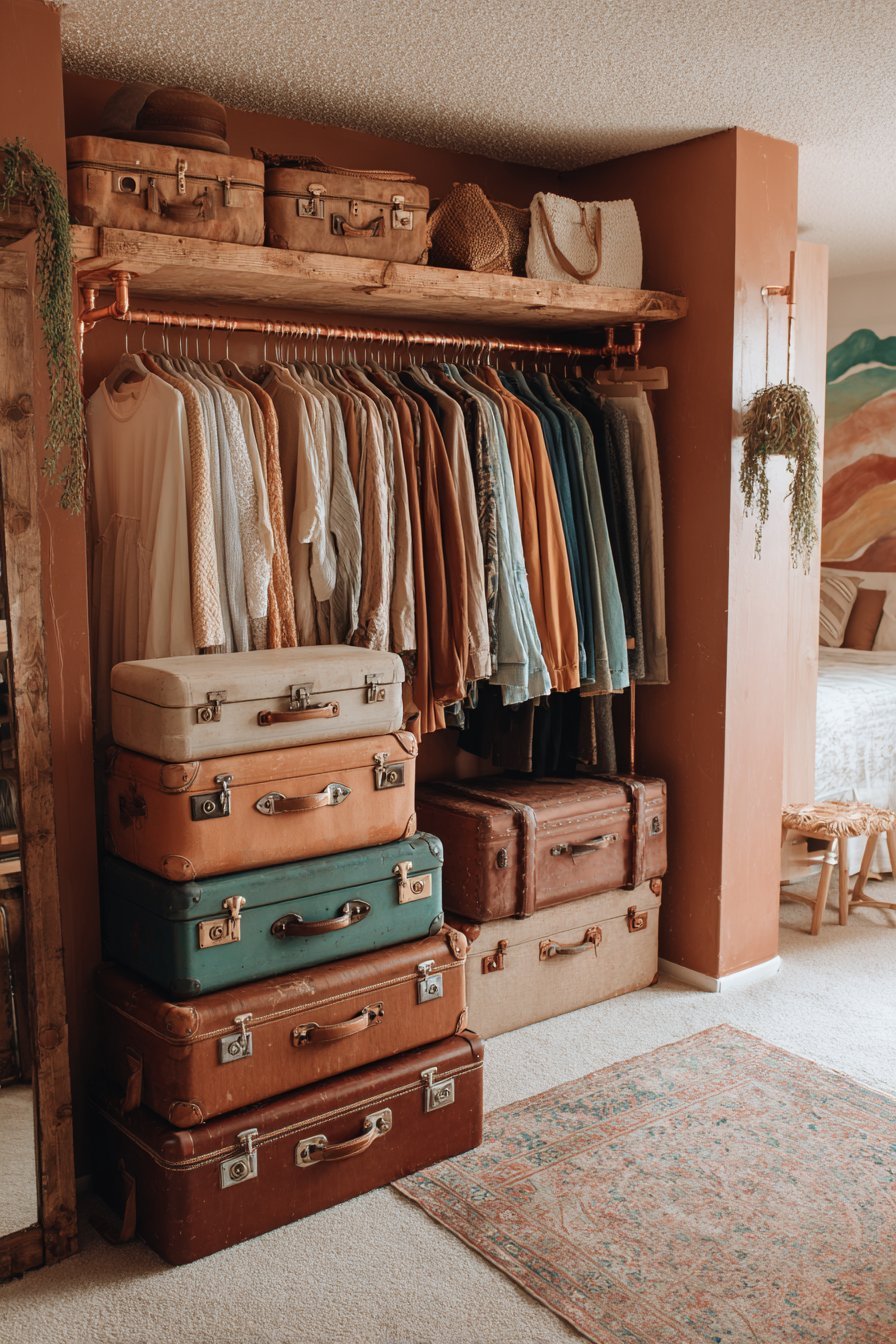Exposed Copper Pipe Closet System