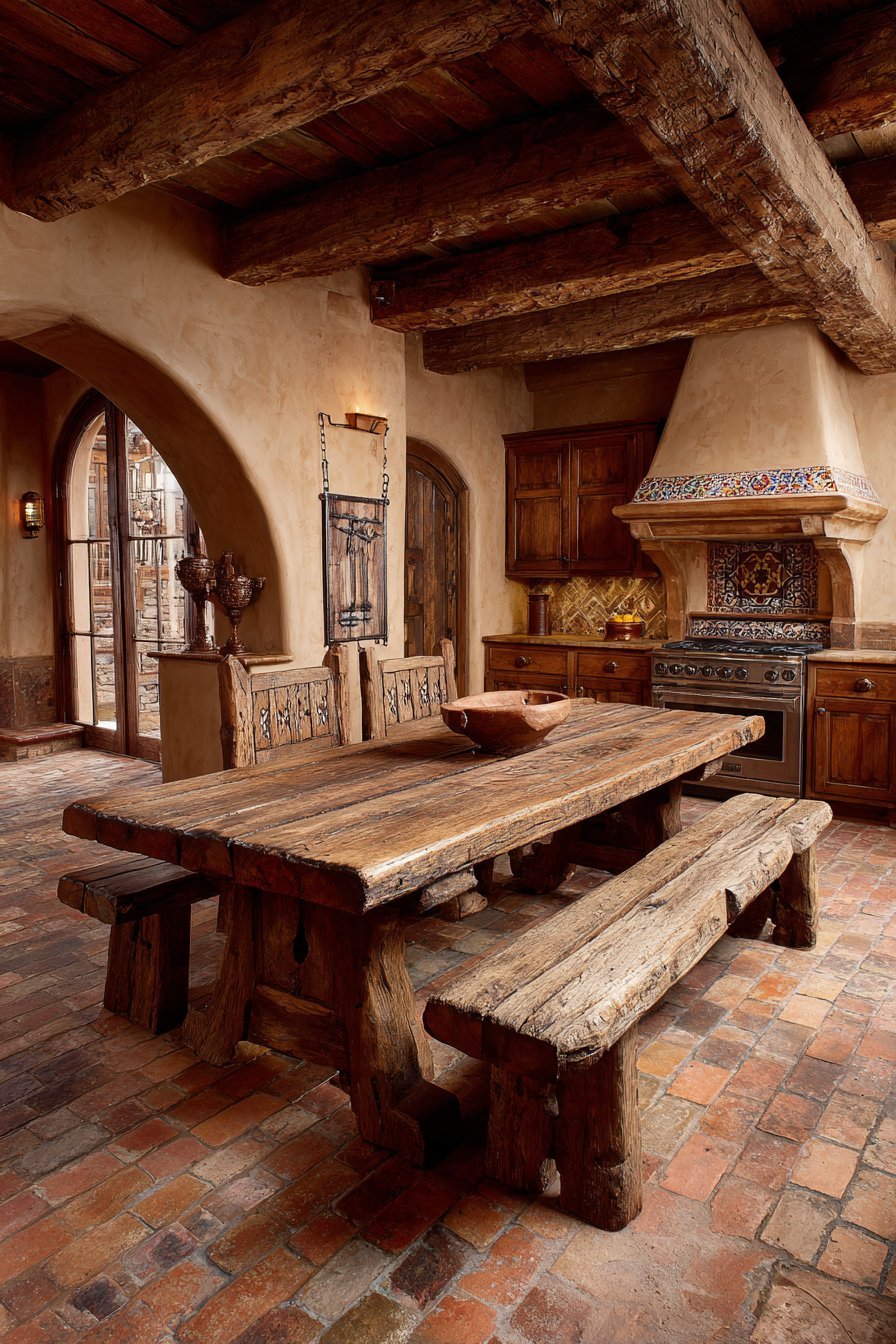 Rustic Beam and Clay Tile Kitchen