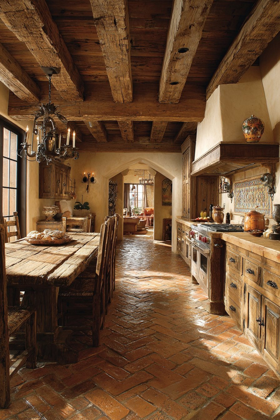 Rustic Beam and Clay Tile Kitchen