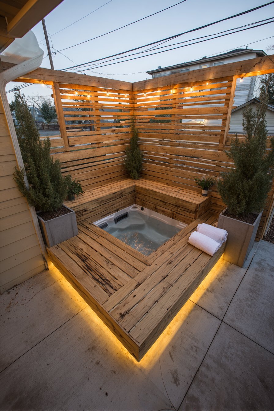 Cedar-Screened Hot Tub Retreat