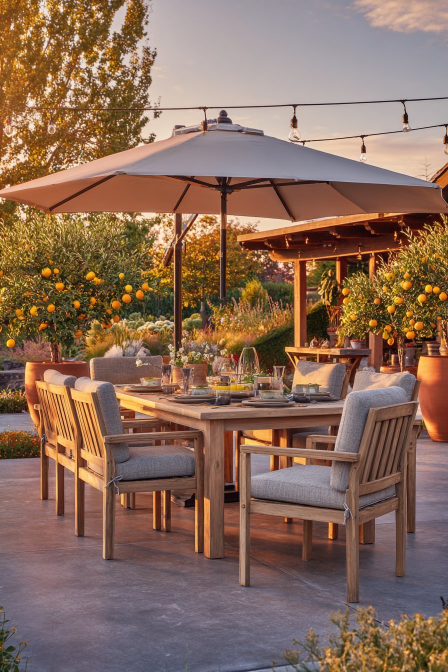 Sophisticated Teak Outdoor Dining Area