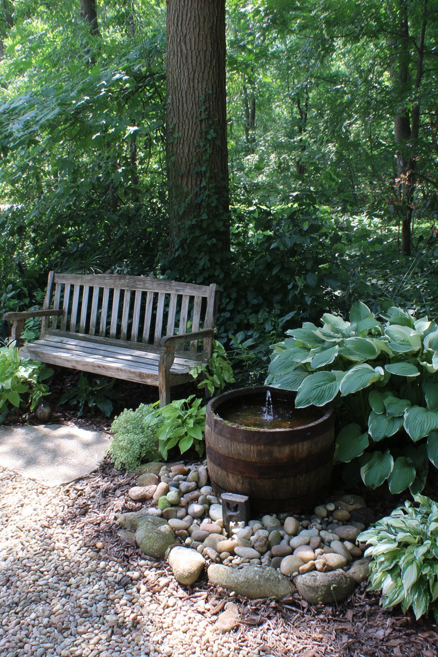 Half-Barrel Fountain Water Feature