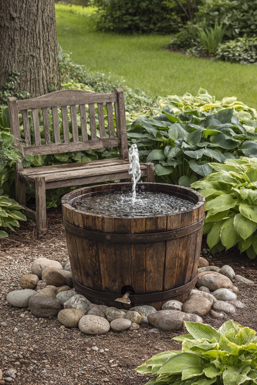 Half-Barrel Fountain Water Feature