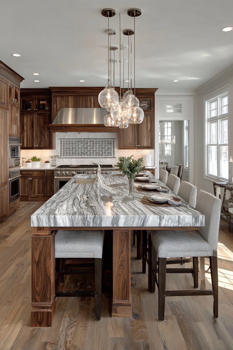 Transitional Grey-Veined Marble Elegance