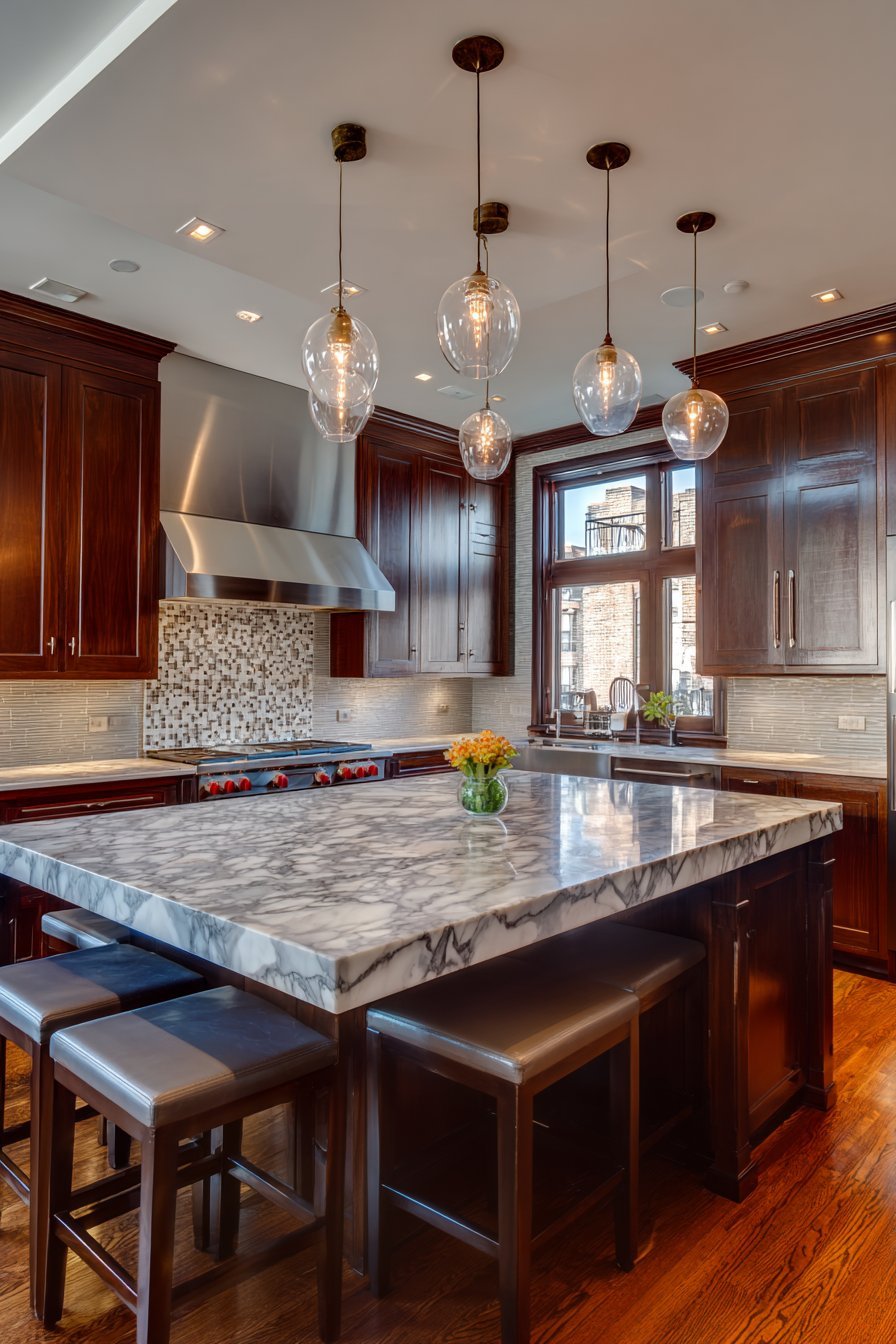 Transitional Grey-Veined Marble Elegance