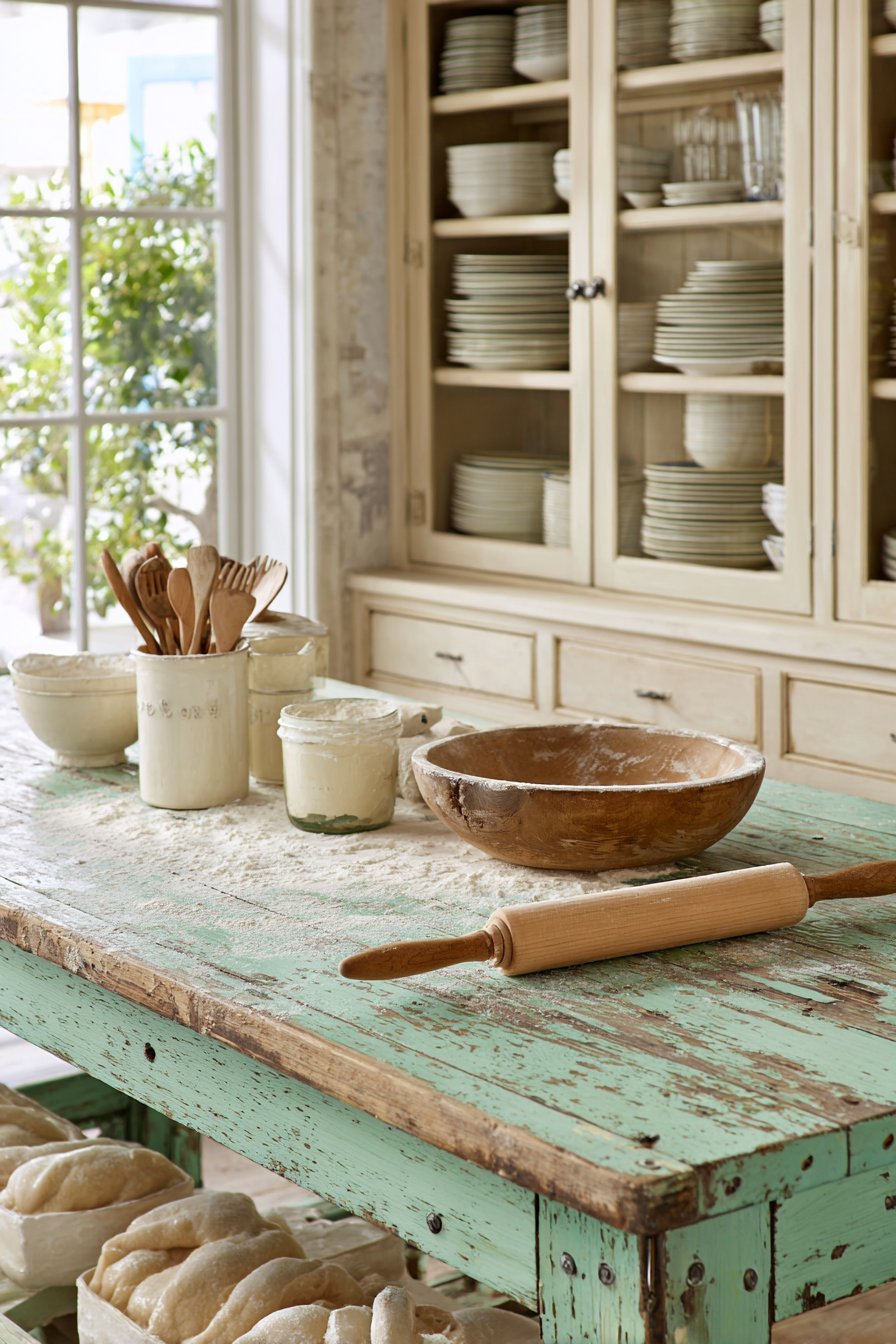 Vintage Enamel Table Baking Station