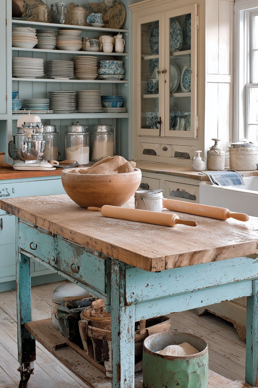Vintage Enamel Table Baking Station