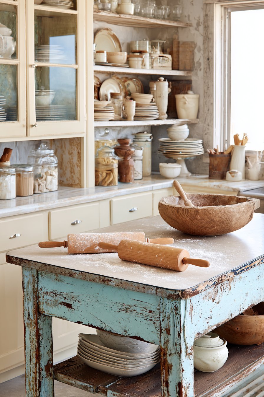 Vintage Enamel Table Baking Station
