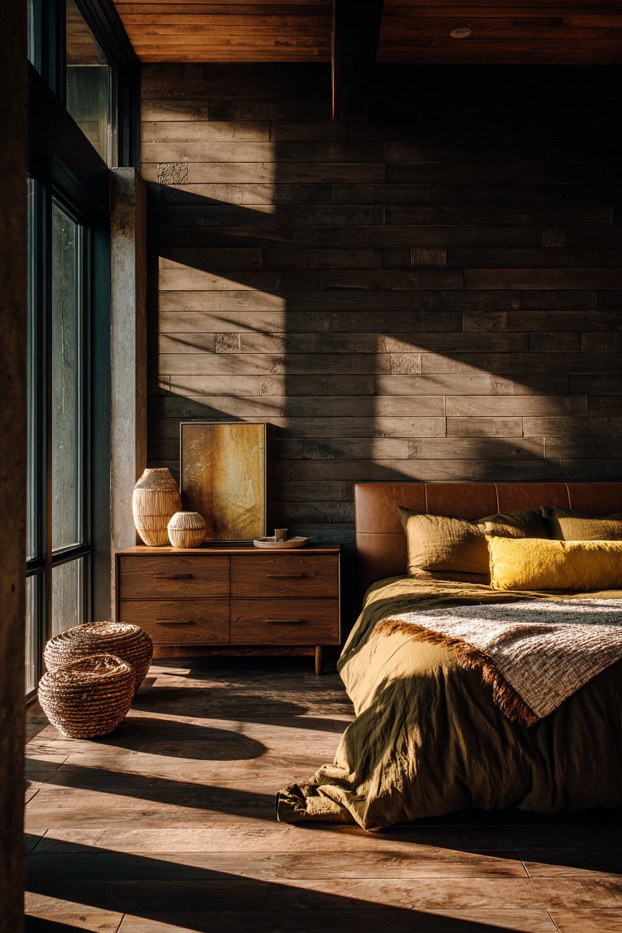 Chocolate Shiplap with Cognac Leather