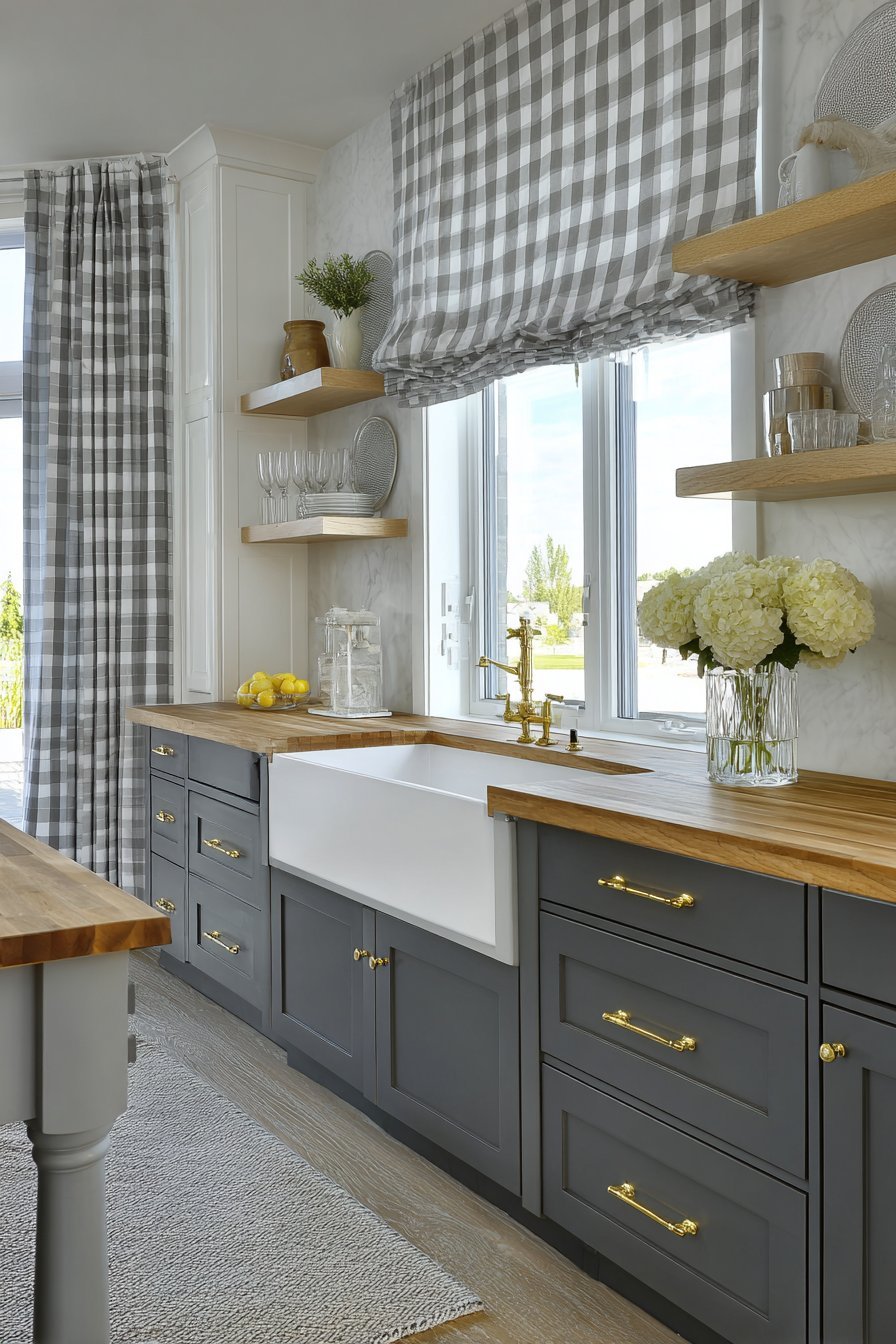 Farmhouse Grey Kitchen with Rustic Warmth