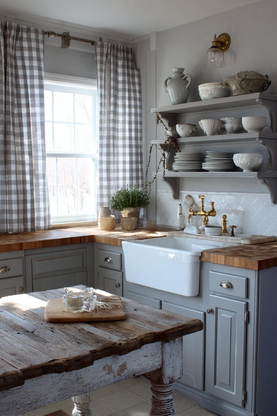Farmhouse Grey Kitchen with Rustic Warmth