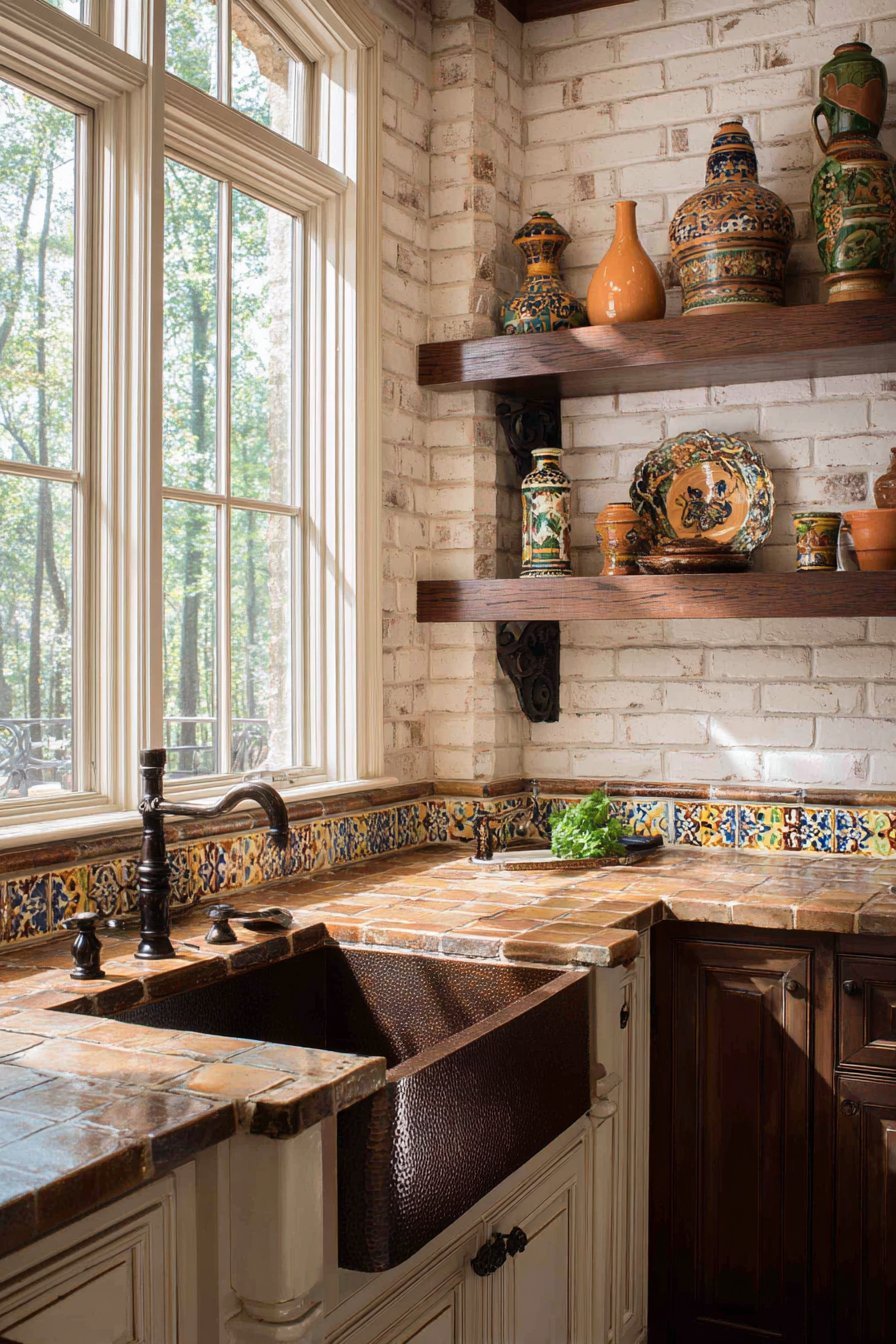 Hand-Hammered Copper Sink Area
