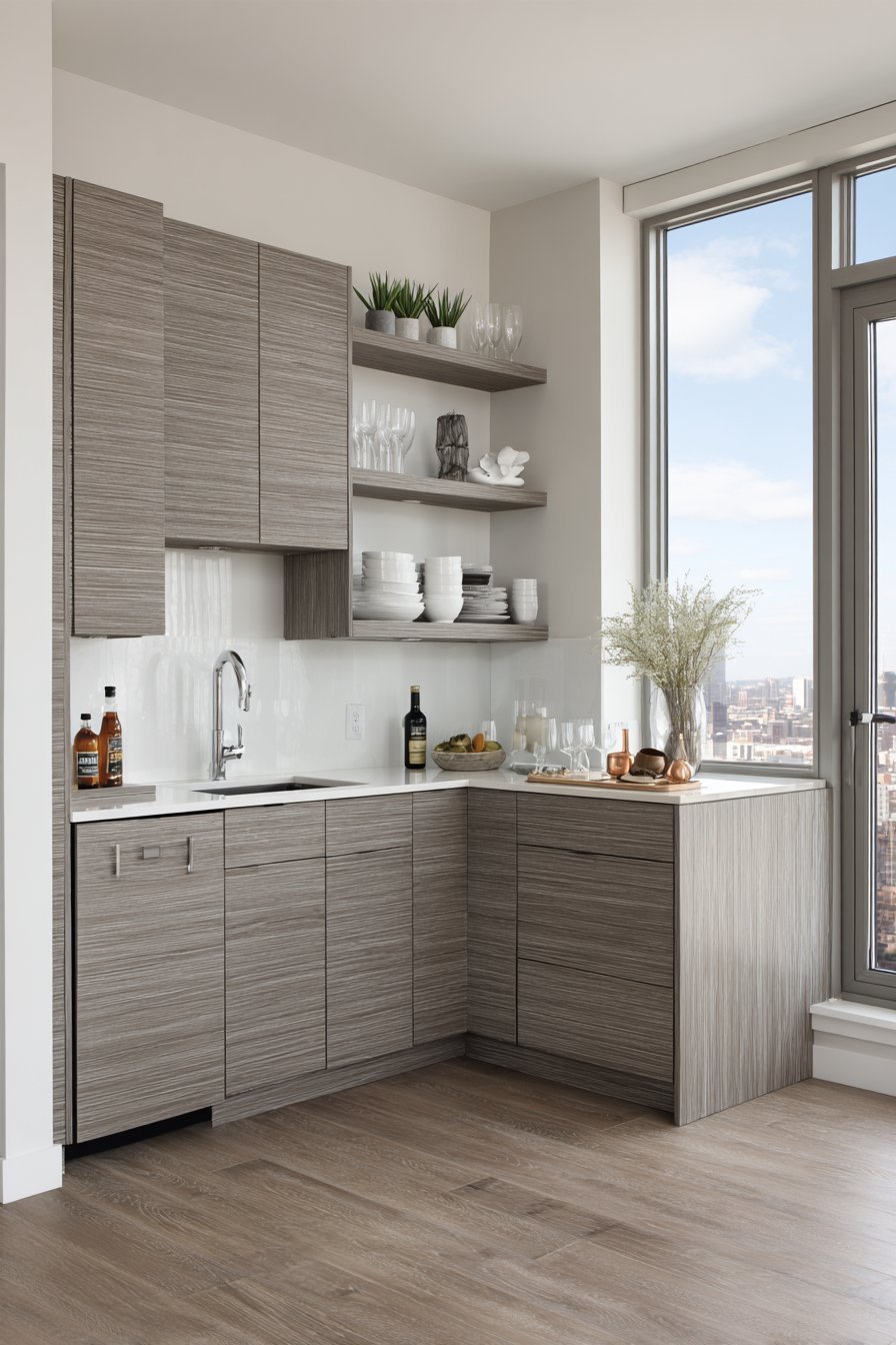 Compact Urban Kitchen with Fold-Down Table