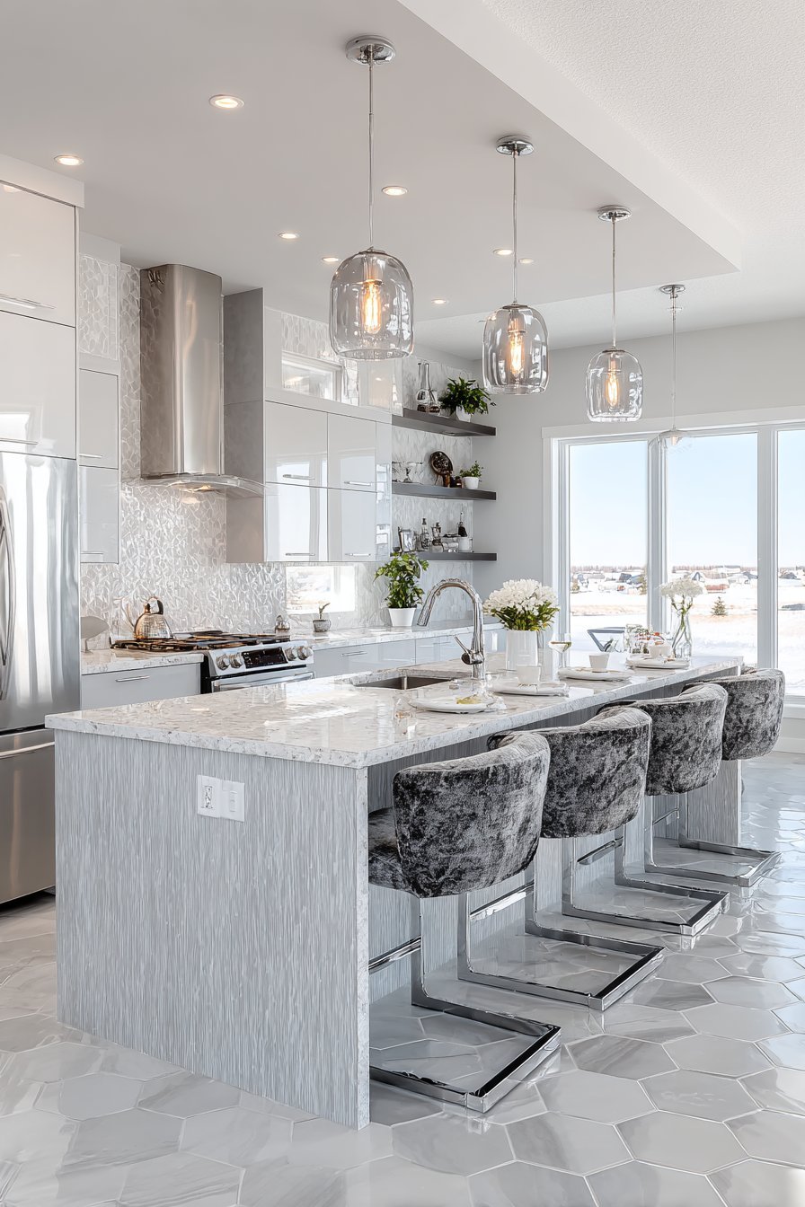 Open-Concept Light Grey with Textured Finish