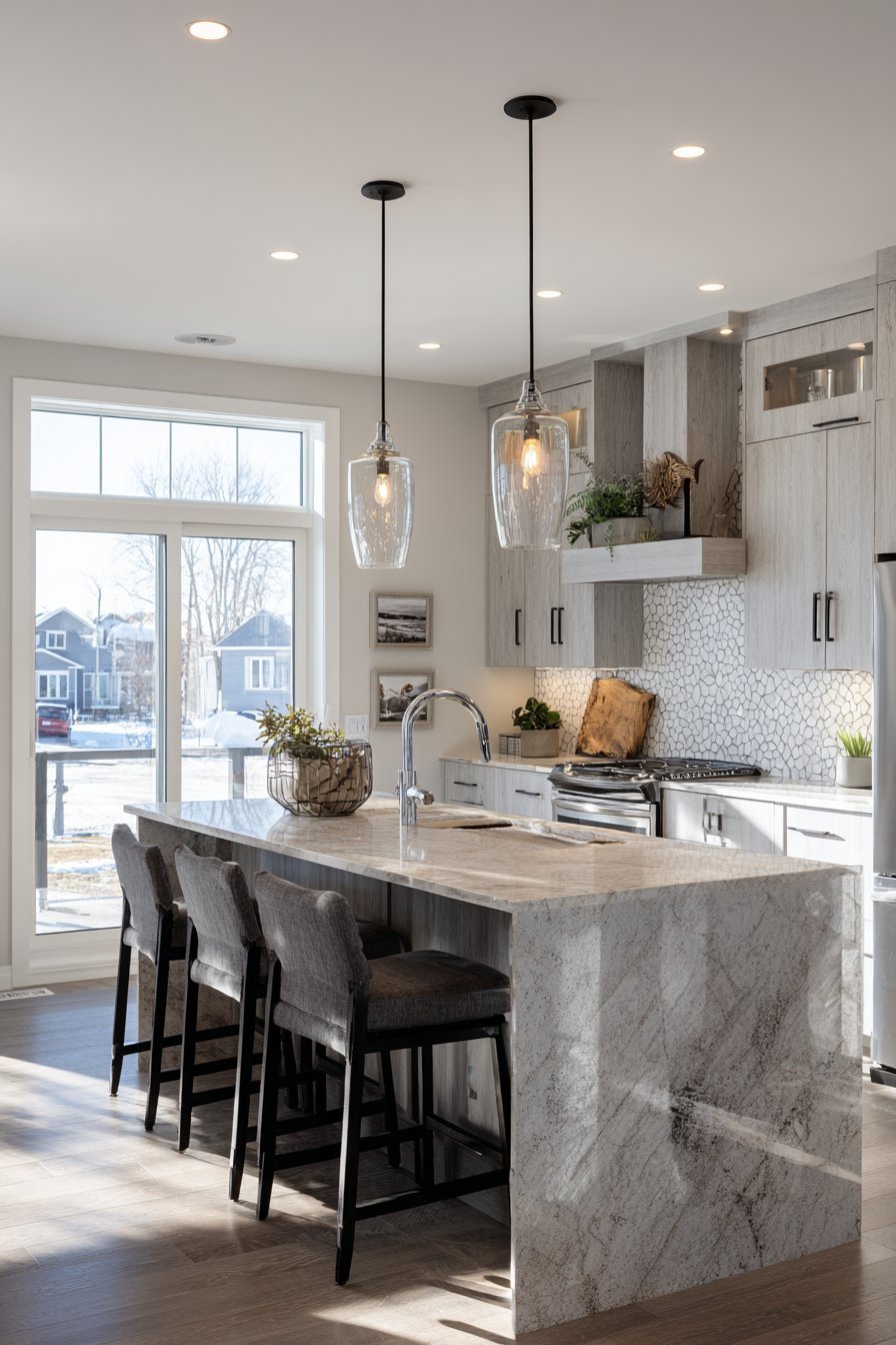 Open-Concept Light Grey with Textured Finish