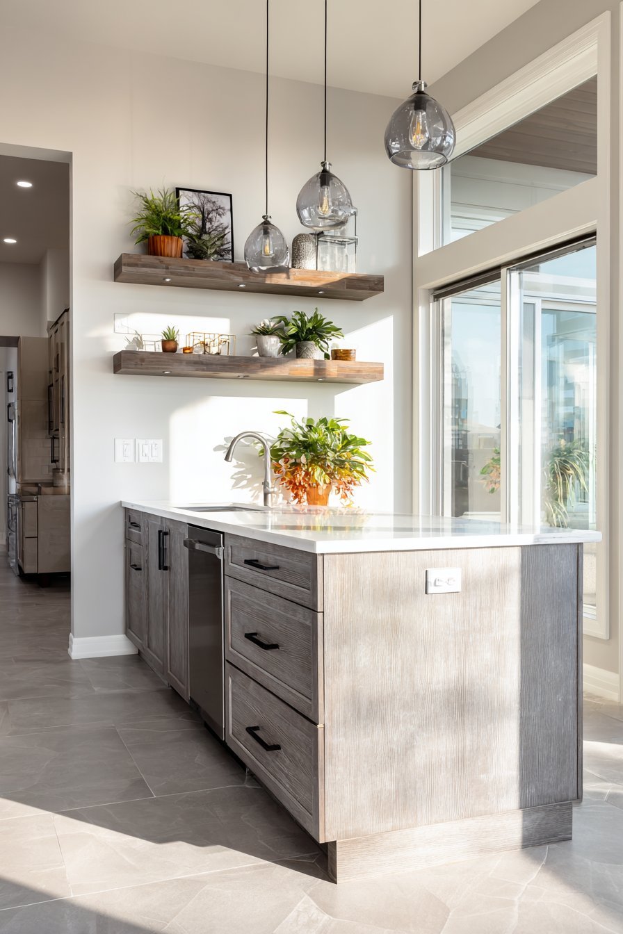 Open-Concept Light Grey with Textured Finish