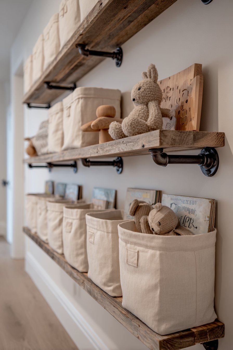 Industrial Pipe Shelving with Reclaimed Wood