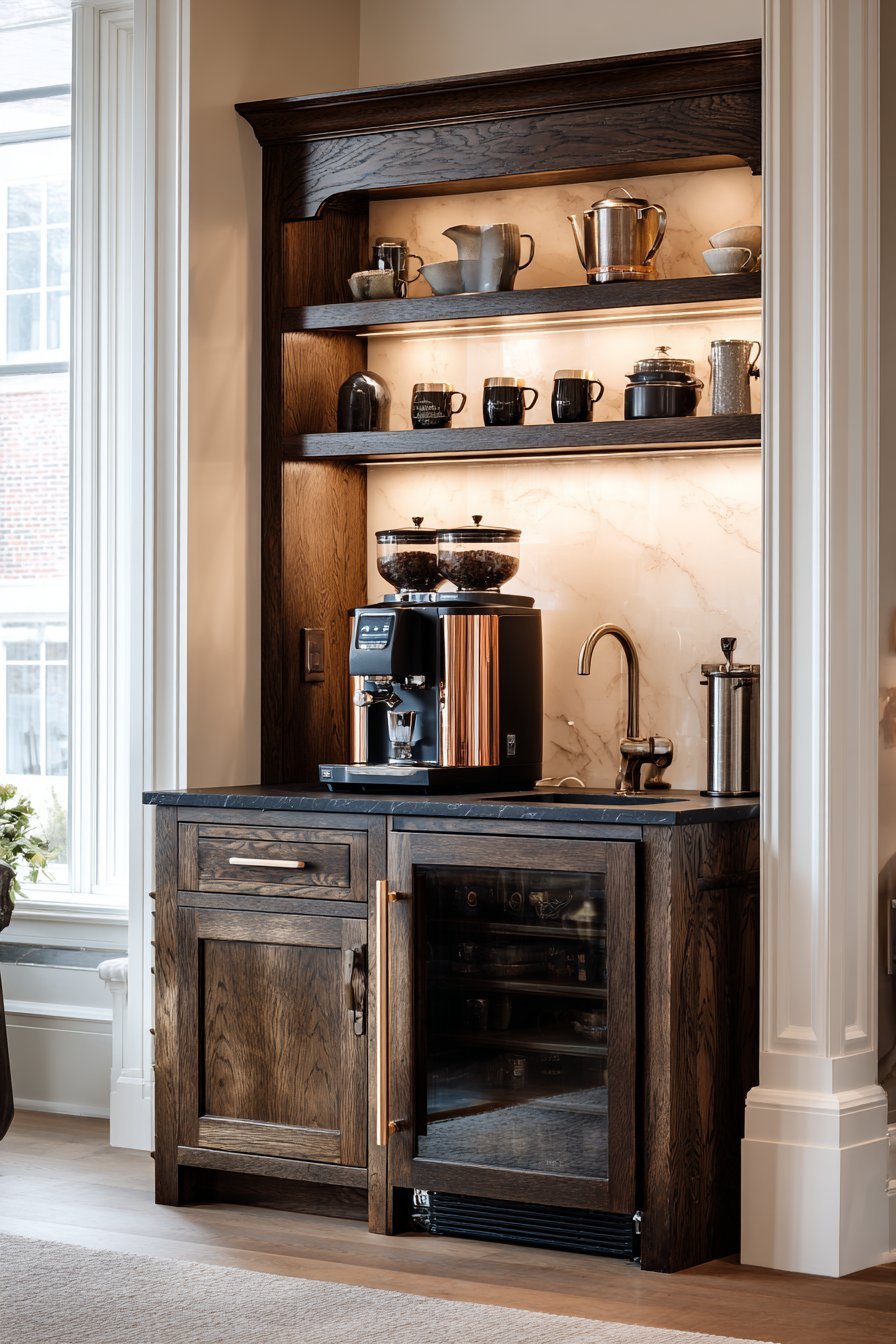 Espresso Oak Coffee Bar Station
