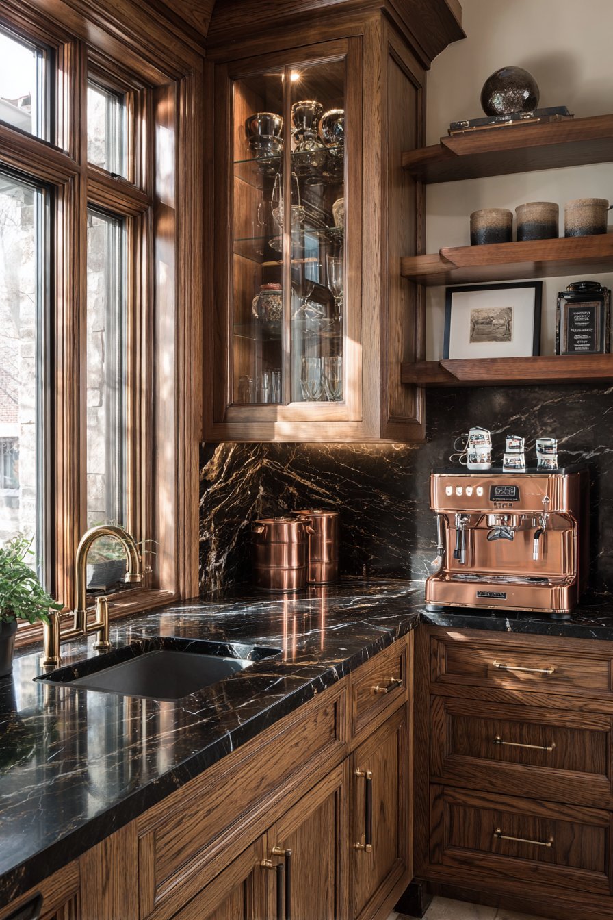 Espresso Oak Coffee Bar Station