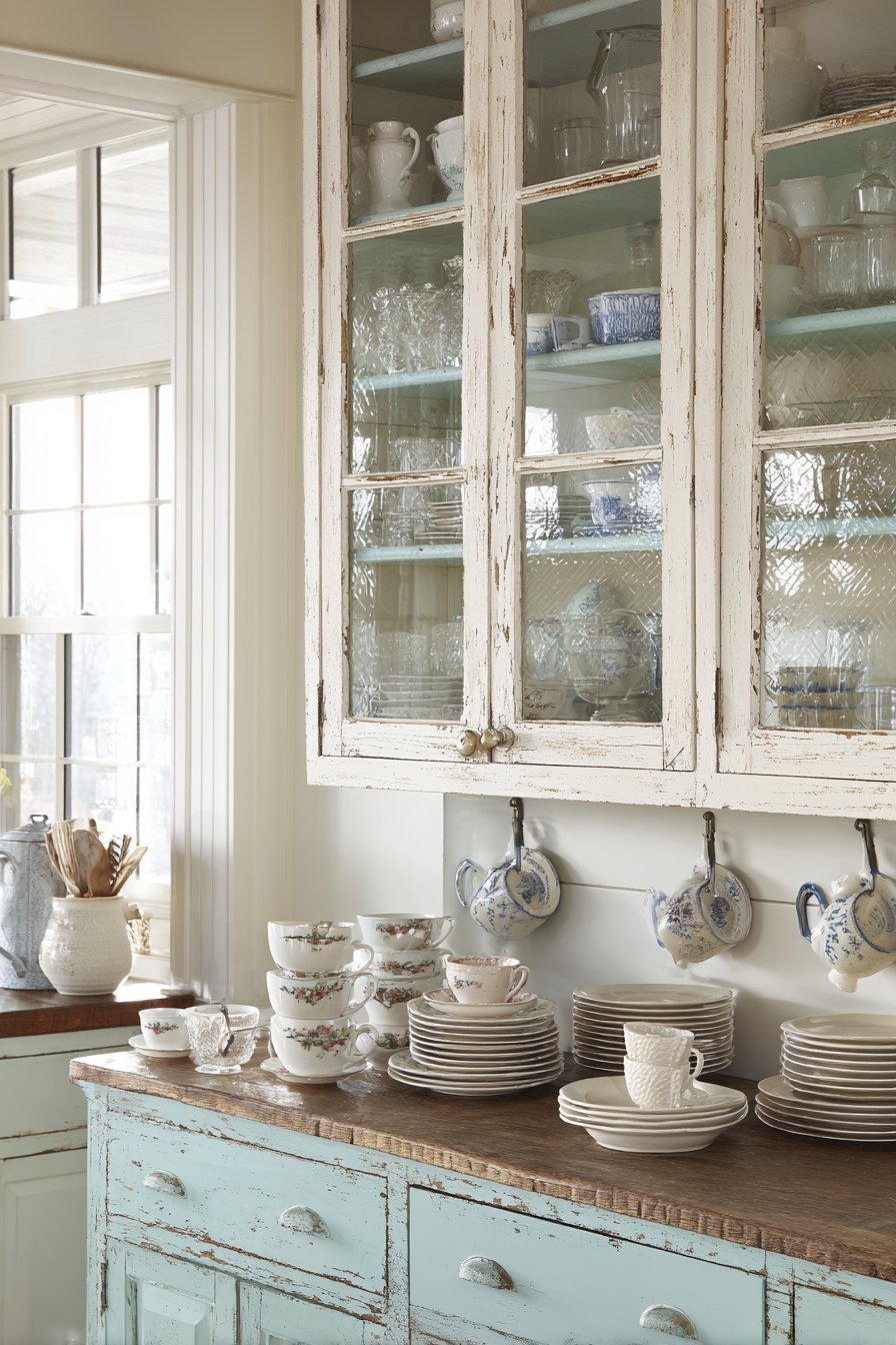 Glass-Front Cabinets with Antique Panes