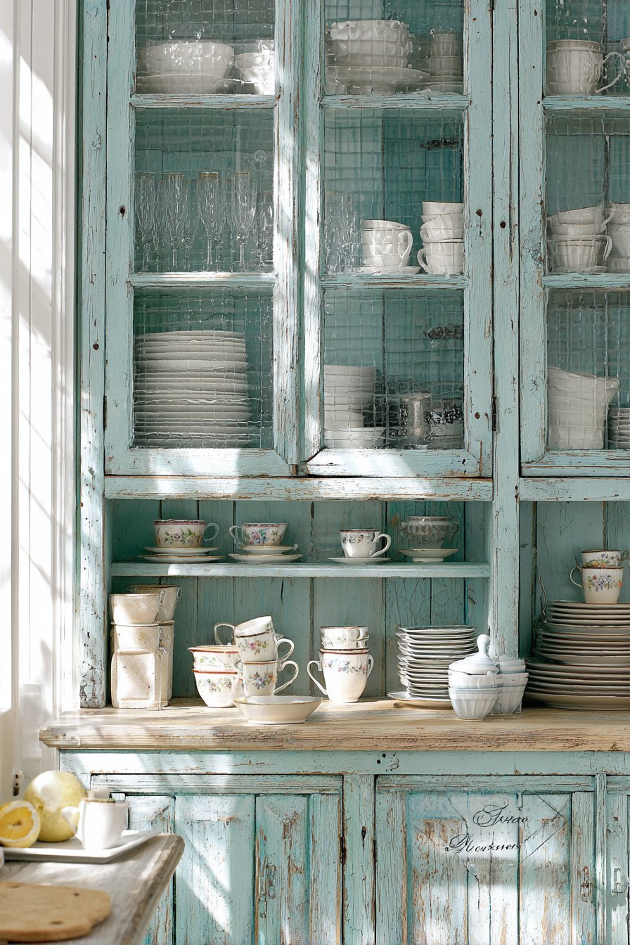 Glass-Front Cabinets with Antique Panes