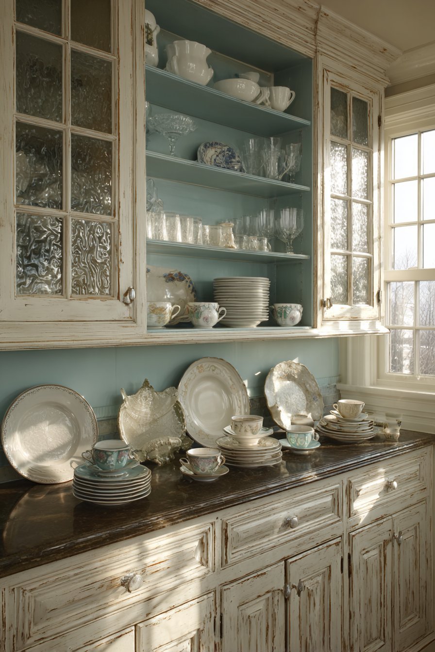 Glass-Front Cabinets with Antique Panes