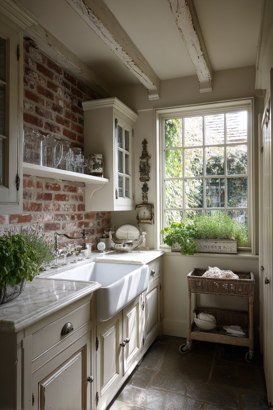 Deep Enamel Sink Garden View Kitchen