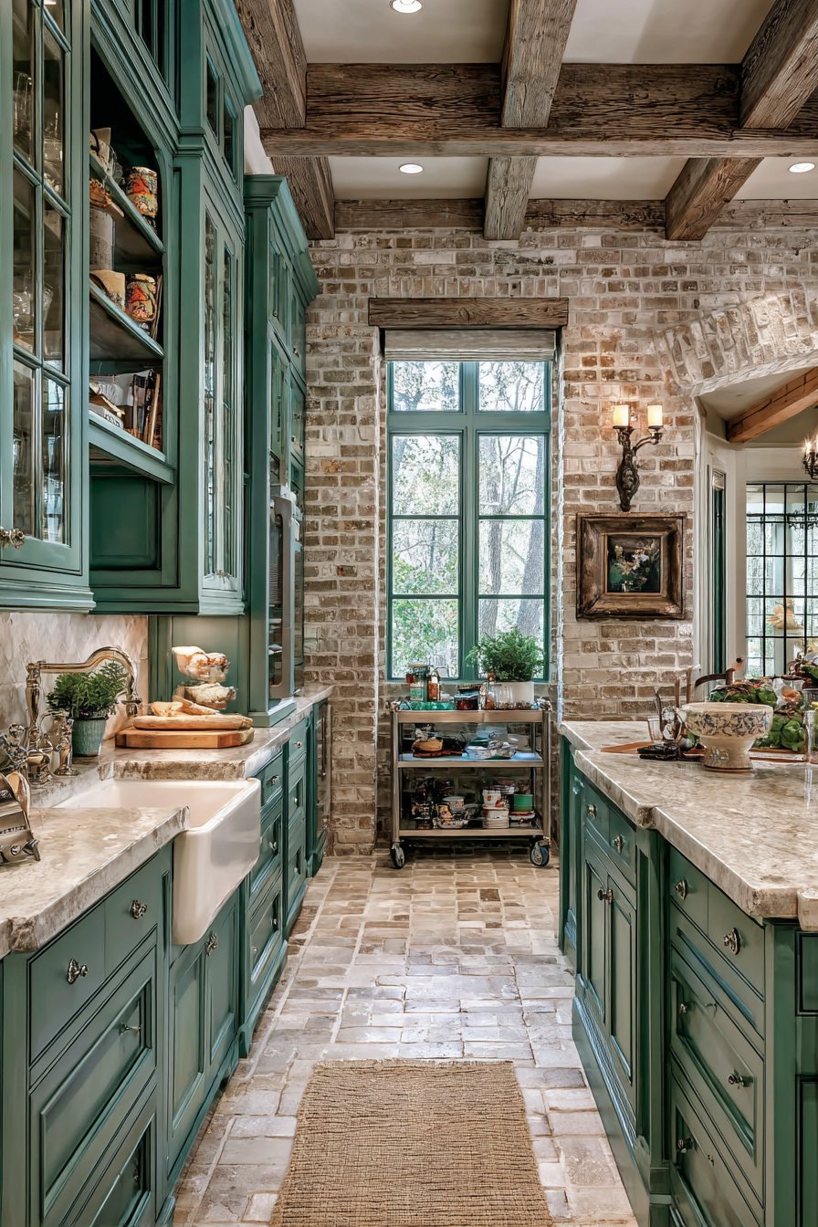 Deep Enamel Sink Garden View Kitchen