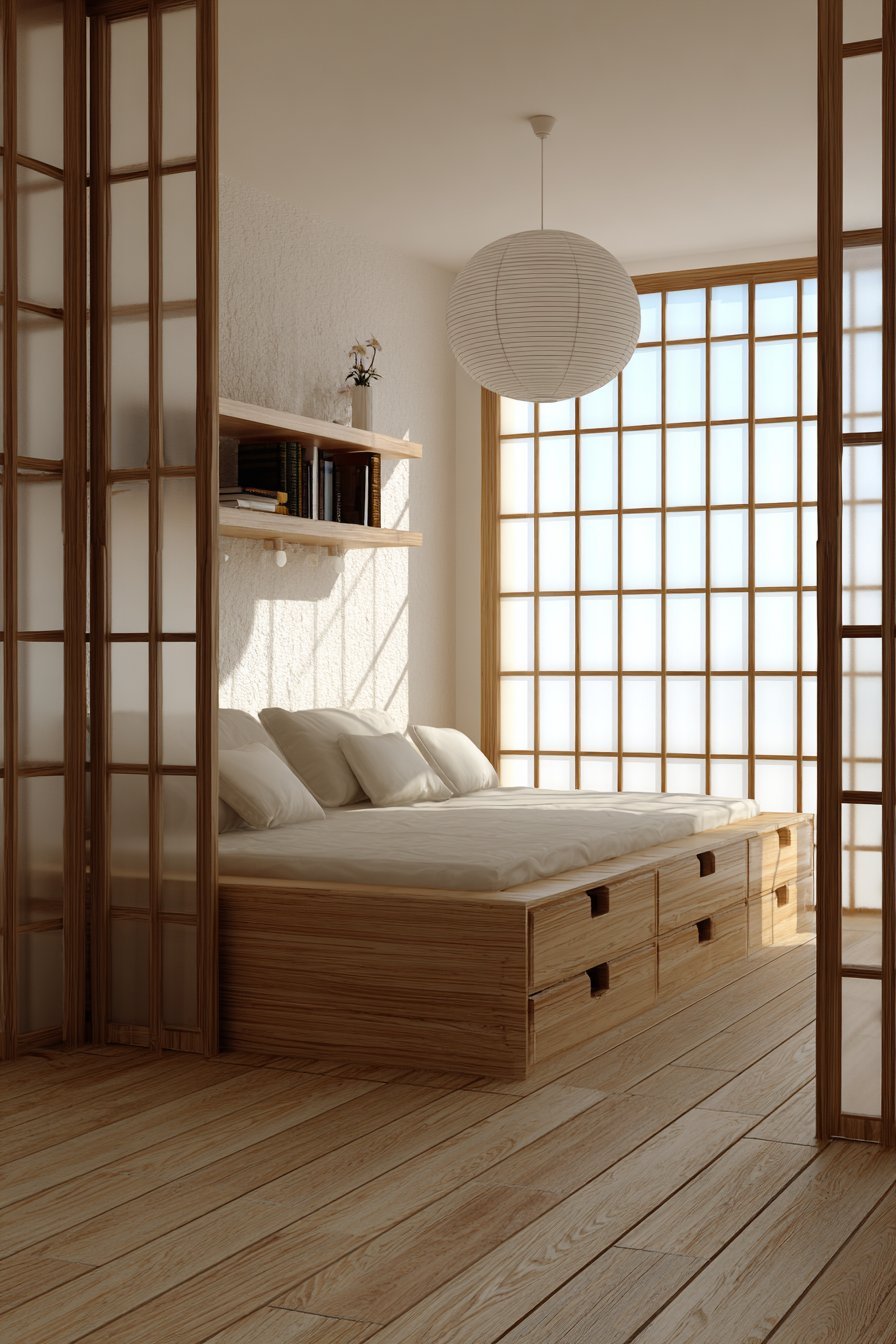 Japanese-Inspired Low Platform Bed