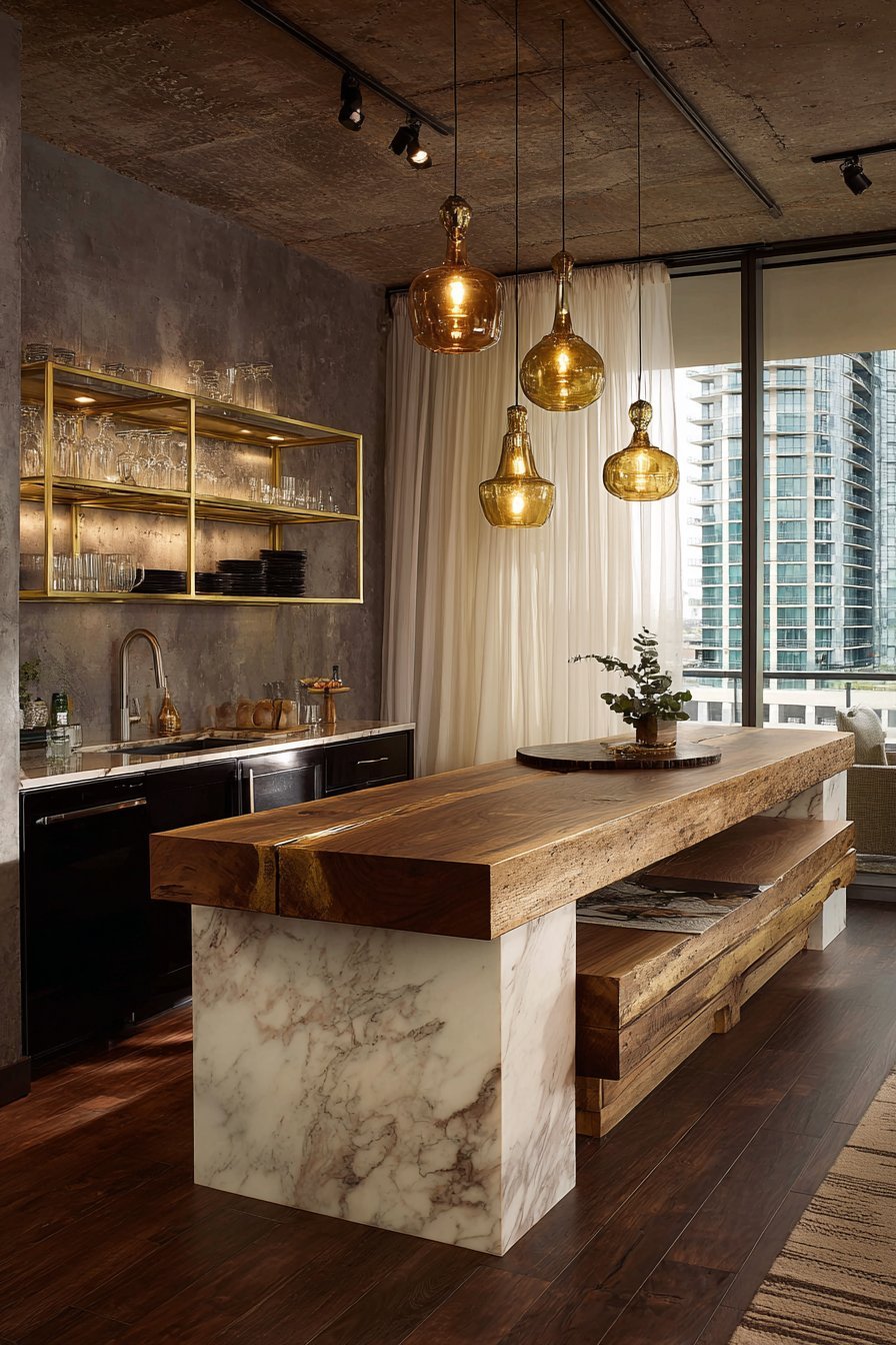 Brushed Brass Open Shelving