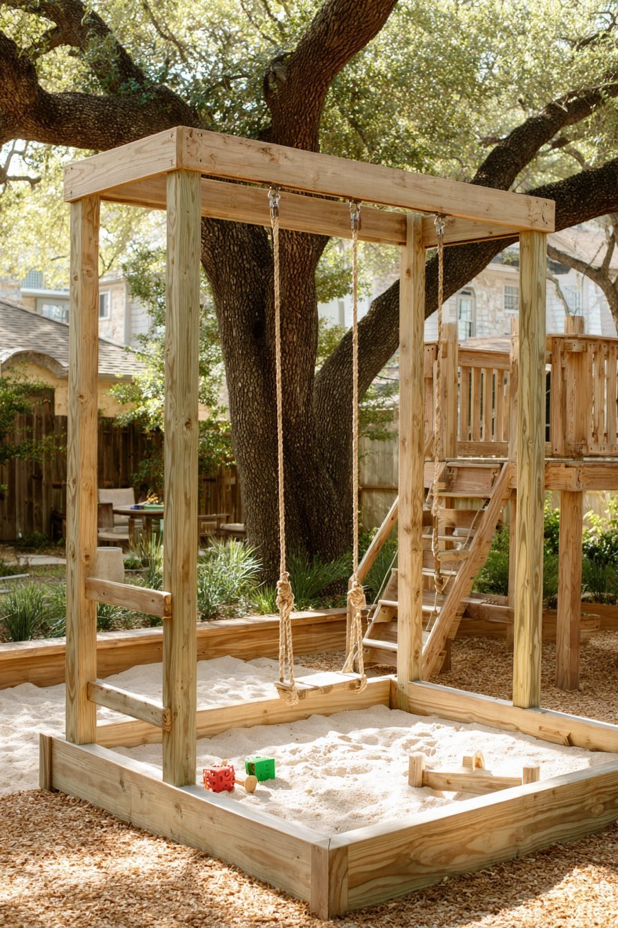 Wooden Play Structure with Safety Features
