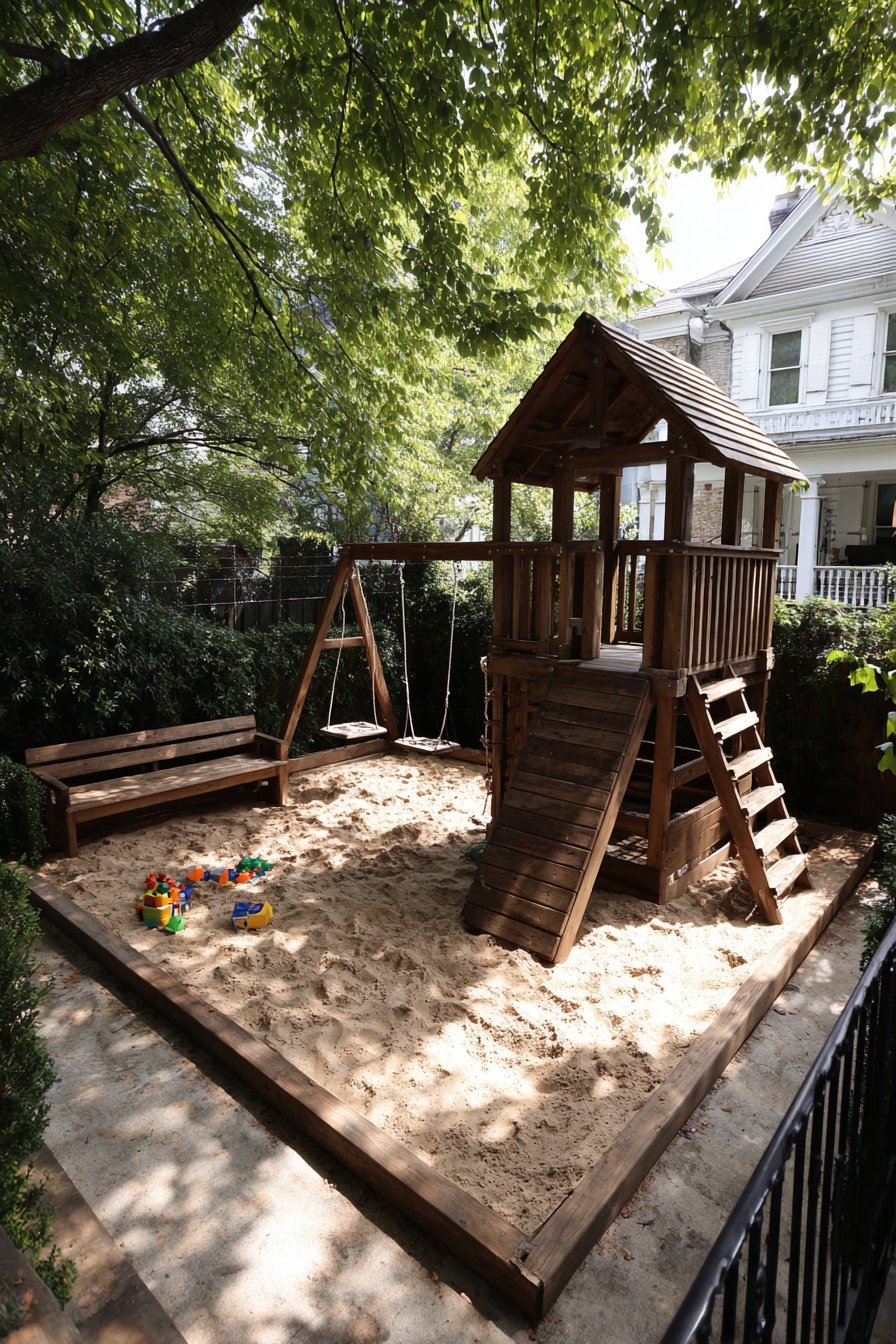 Wooden Play Structure with Safety Features