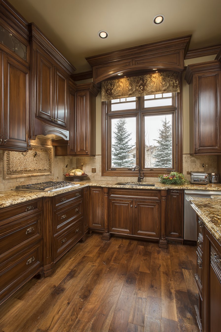 Warm Cherry Wood Traditional Kitchen