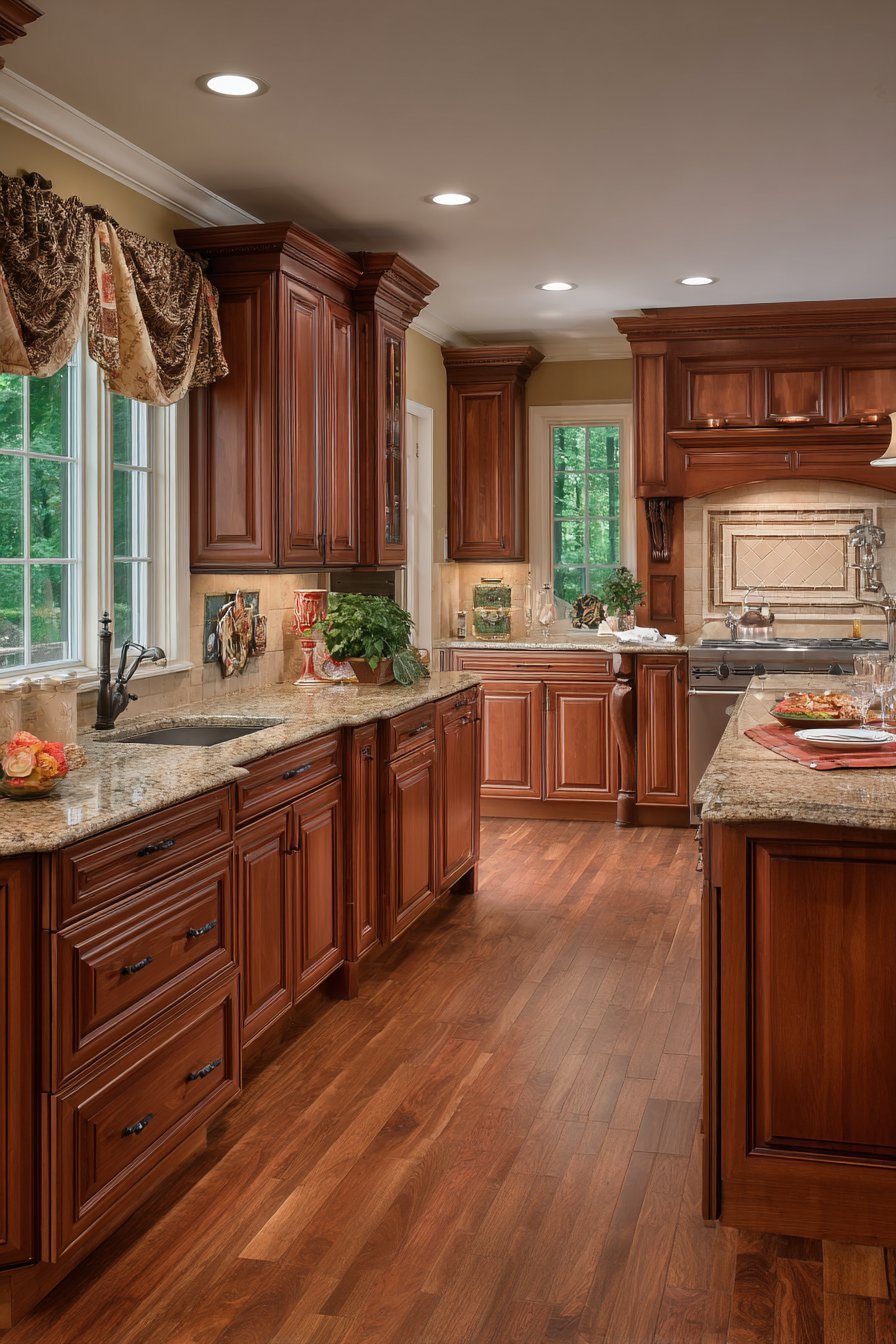 Warm Cherry Wood Traditional Kitchen