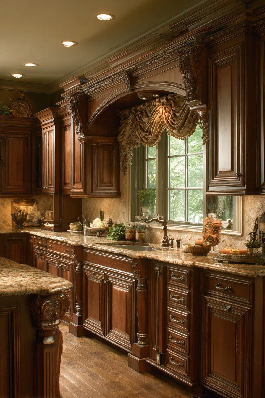 Warm Cherry Wood Traditional Kitchen