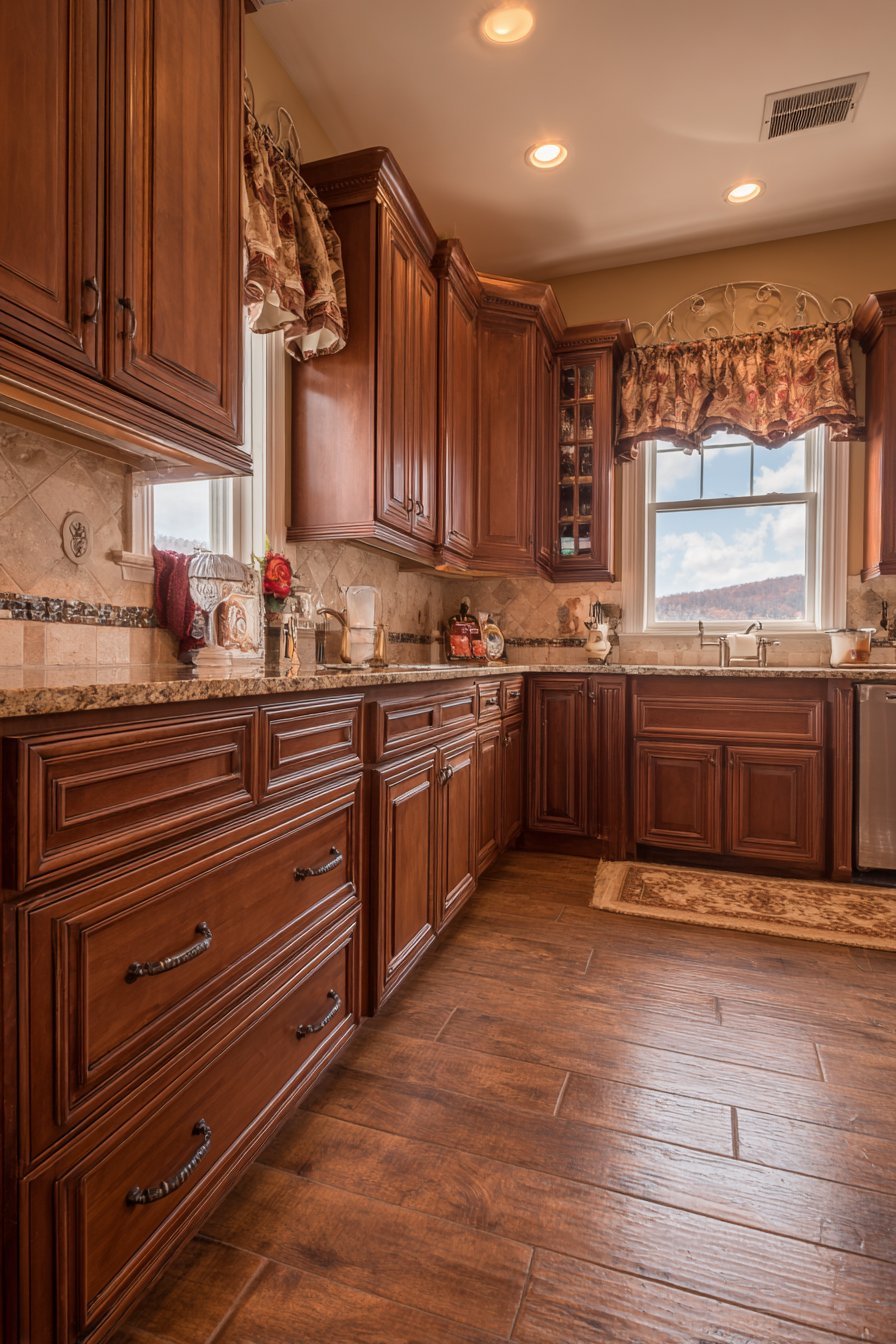Warm Cherry Wood Traditional Kitchen