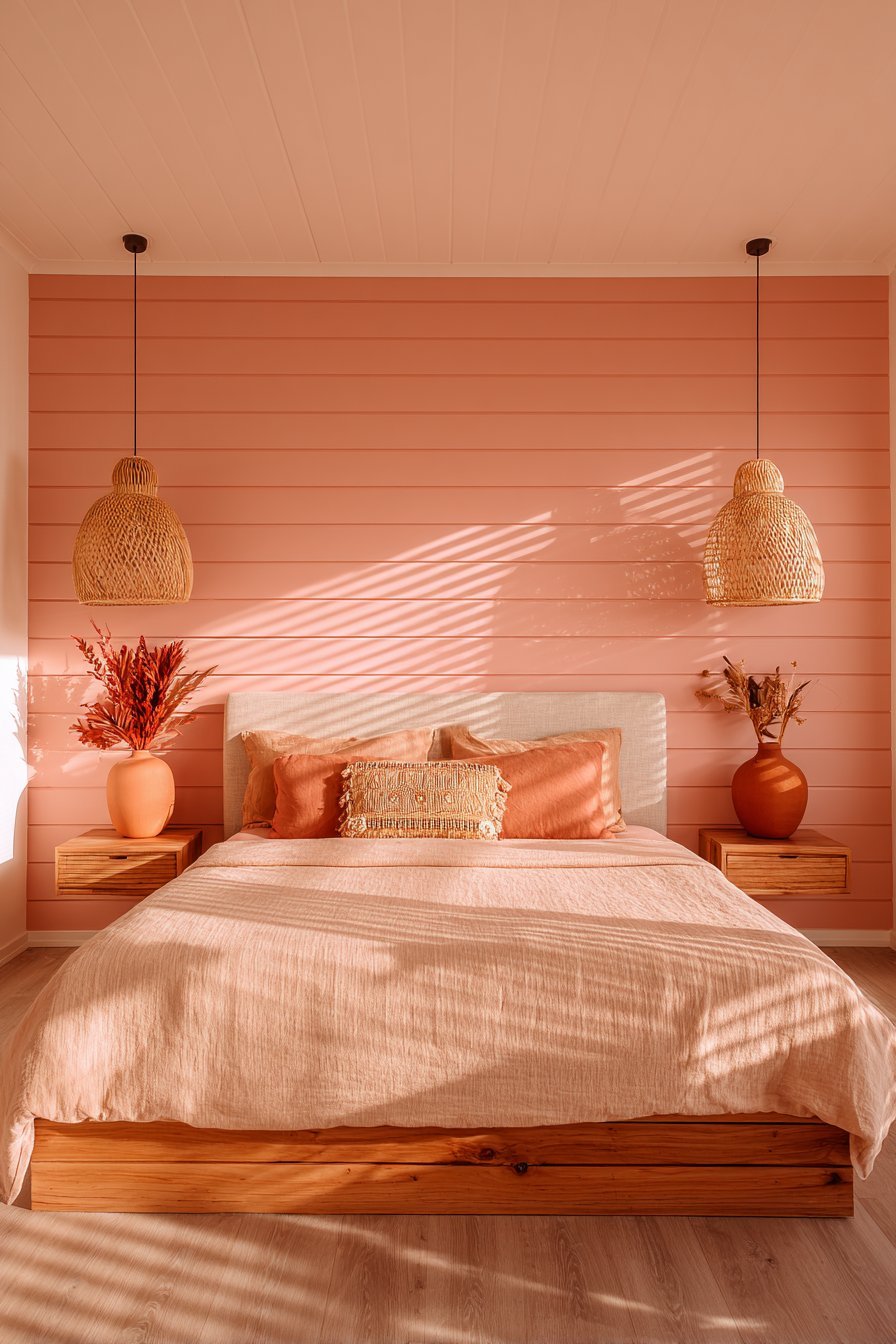 Horizontal Wood Paneling Accent Wall